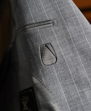 1940s Gray Striped Wool Single-Breasted Suit Jacket