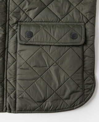 Corduroy Trimmed Diamond Quilted Field Vest – Olive