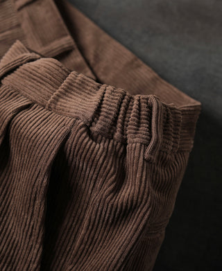 Straight-Leg Double-Pleated Cotton-Corduroy Trousers - Brown