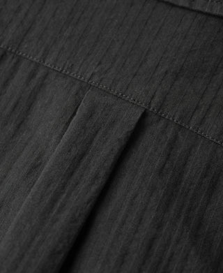 back view of Italian Collar Salt-Shrunk Shirt - Black