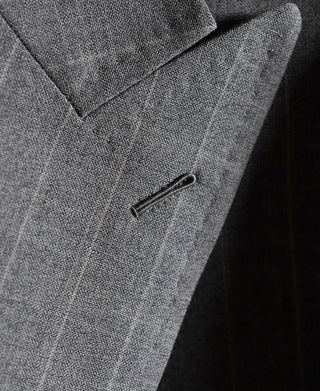 1940s Gray Striped Wool Single-Breasted Suit Jacket