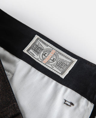 Wool Blend Herringbone Work Trousers - Brown