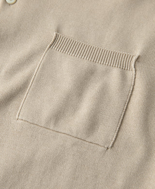 Lot 910L Long Sleeve Knitted Polo Shirt - Apricot