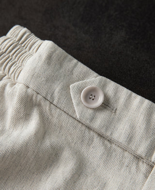 Retro Drawstring Slub Cotton Straight-leg Trousers