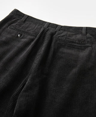 1960s Double Pleated Corduroy Trousers - Black