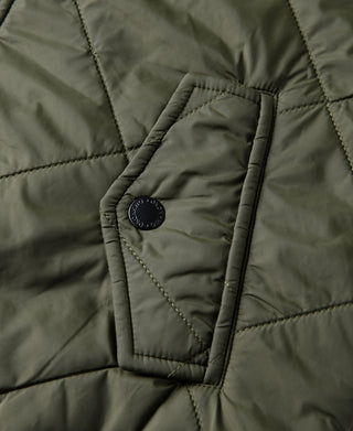 Reversible Diamond Quilted Stand-Collar Jacket - Olive