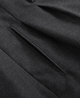 Hollywood Waisted Wool Blend Trousers - Dark Gray