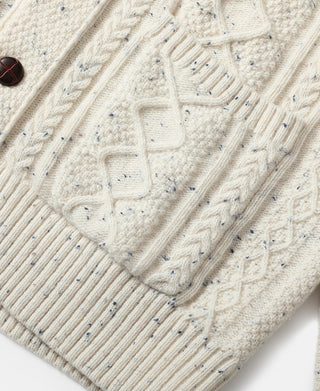 Diamond Cable Knit Shawl Collar Cardigan