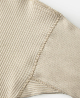 Ribbed Long Sleeve Henley T-Shirt - Apricot