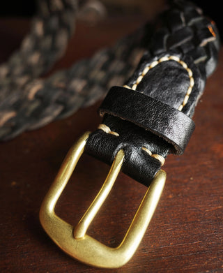 Braided Leather Belt - Black