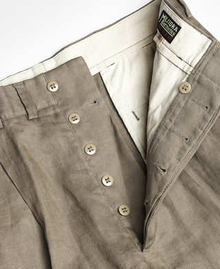 Lot 841 1940s Linen Two Tuck Slacks - Khaki Green