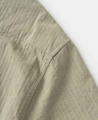 stitching detail of Italian Collar Salt-Shrunk Shirt - Khaki Green