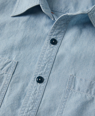 Military Wash Chambray Workshirt - Washed Blue