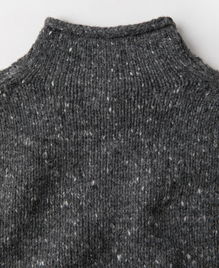 Roll Neck Pure Wool Fisherman Sweater - Dark Gray