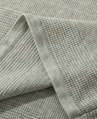 Waffle Knit Jacquard Henley Shirt - Gray