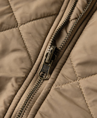 Reversible Diamond Quilted Stand-Collar Jacket - Khaki