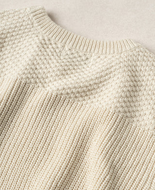Rib & Seed-Stitch US Cotton Knit Sweater