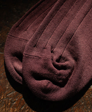 1950s Ribbed Dress Socks - Wine
