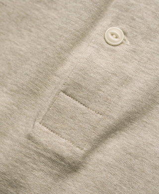 10.5 oz Loopwheel Tubular Henley Shirt - Oatmeal - Size S