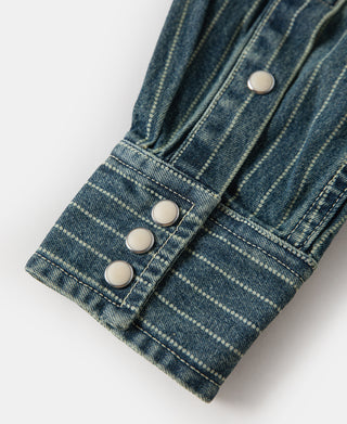 Slim Fit Wabash Striped Indigo Western Shirt