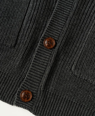 Heavyweight Wool-Blend Cardigan Sweater - Dark Gray