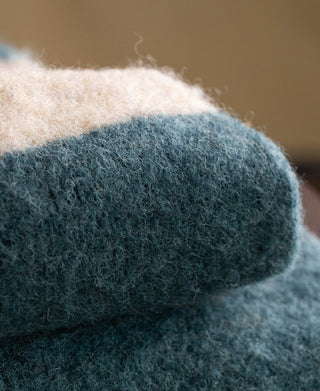 Brushed Wool Striped Sweater -  Blue/Apricot