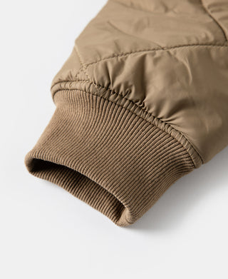 Reversible Diamond Quilted Stand-Collar Jacket - Khaki