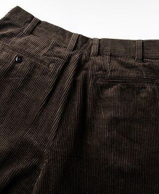 1960s Double Pleated Corduroy Trousers - Brown