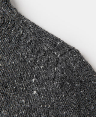 Roll Neck Pure Wool Fisherman Sweater - Dark Gray
