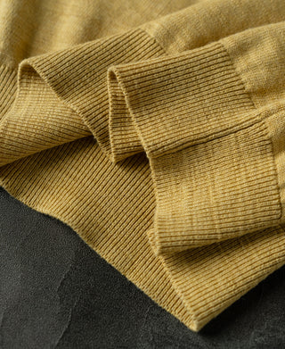 Slub Cotton Long Sleeve Knit Polo - Mustard