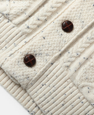 Diamond Cable Knit Shawl Collar Cardigan