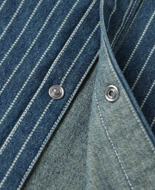 Slim Fit Wabash Striped Indigo Western Shirt - Size M