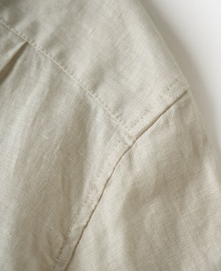 1950s Italian Collar Long-Sleeve Linen Shirt - Apricot