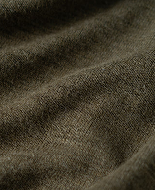 Slub Cotton Long Sleeve Knit Polo - Olive