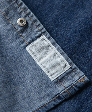 Slub Denim Snap Button Western Shirt - Indigo