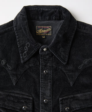 Bolero Embroidered Corduroy Western Shirt - Black