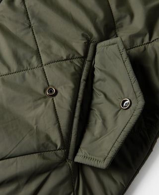 Reversible Diamond Quilted Stand-Collar Jacket - Olive