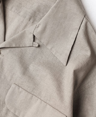 Lot 220L 1940s Linen-Cotton Open Collar Shirt - Khaki Gray