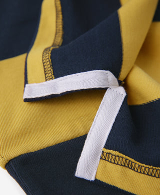 Classic Fit Striped Jersey Rugby Shirt - Yellow/ Navy