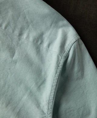 shoulder detail of Green Button Down Oxford Shirt