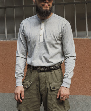 Vintage Long Sleeve Henley Shirt - Gray