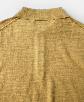 Lightweight Slub Cotton Knit Polo - Mustard