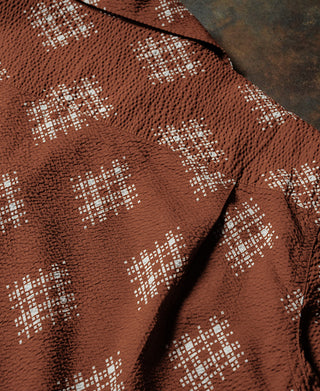 Printed Seersucker Cuban Collar Aloha Shirt