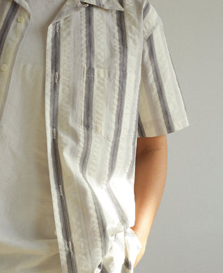 1940s Seersucker Stripe Shirt - White