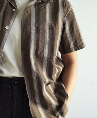 1940s Seersucker Stripe Shirt - Brown