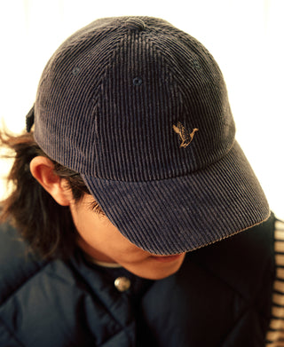 Embroidered Corduroy Baseball Cap - Navy