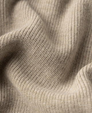 Ecru chunky knit collar and shoulder yoke detail on ribbed cardigan