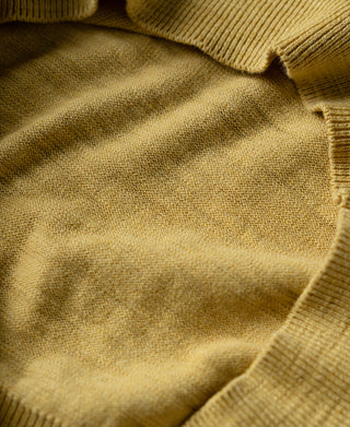 Slub Cotton Long Sleeve Knit Polo - Mustard