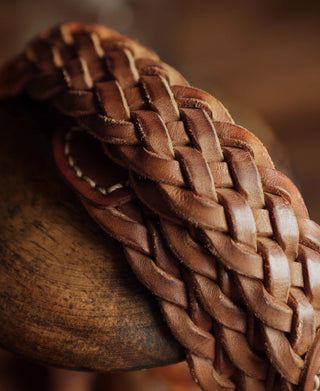 Braided Leather Belt - Brown