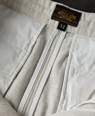 Retro Drawstring Slub Cotton Straight-leg Trousers